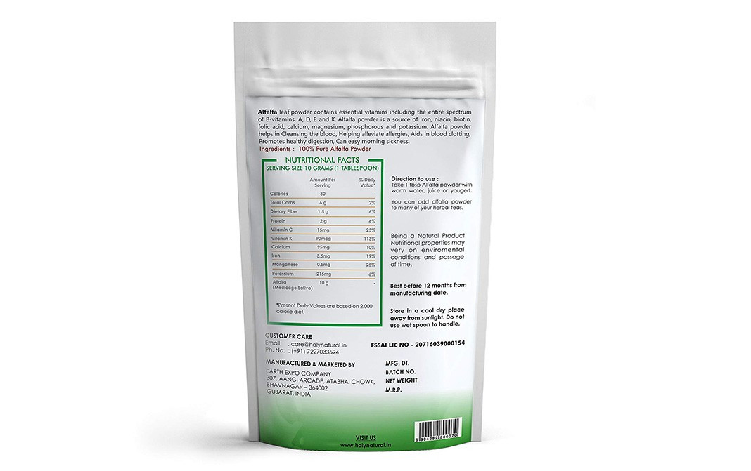 Holy Natural Alfalfa Powder    Pack  50 grams